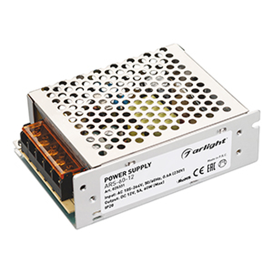 Фото №1  Arlight Блок питания ARS-60-12 (12V, 5A, 60W) ( IP20 Сетка, 2 года)