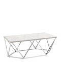 Превью фото №1  Журнальный столик Авалон 122*66 серый мрамор сталь серебро