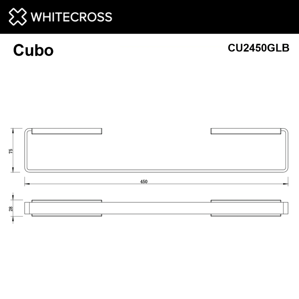 Фото №2  Полотенцедержатель 450 мм. WHITECROSS Cubo CU2450GLB (брашированное золото)