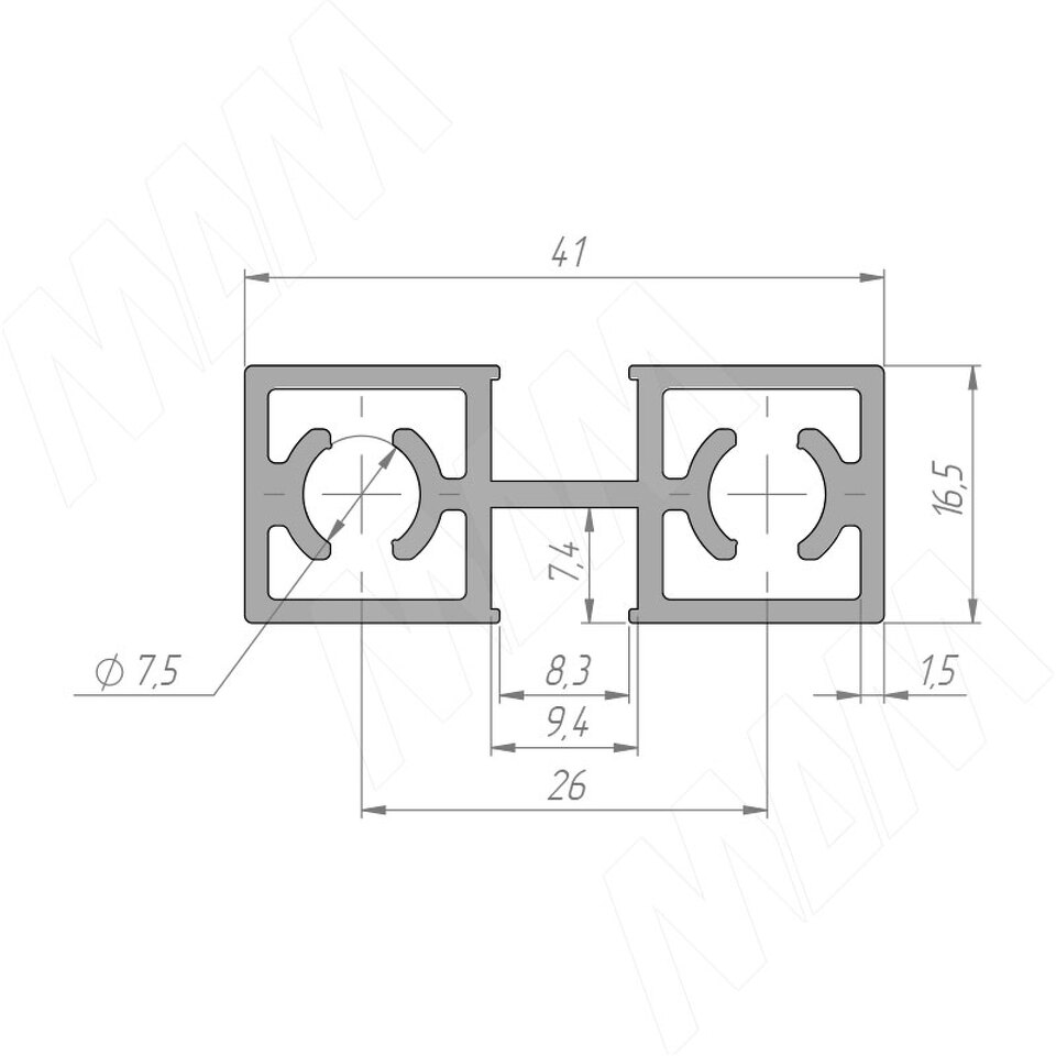 Фото №2  PULSE PS65 Межсекционный профиль, серебро, L-2000 (PR657003047RUAL-S2)