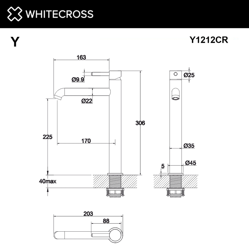 Фото №4  Смеситель для умывальника WHITECROSS Y Y1212CR (хром)