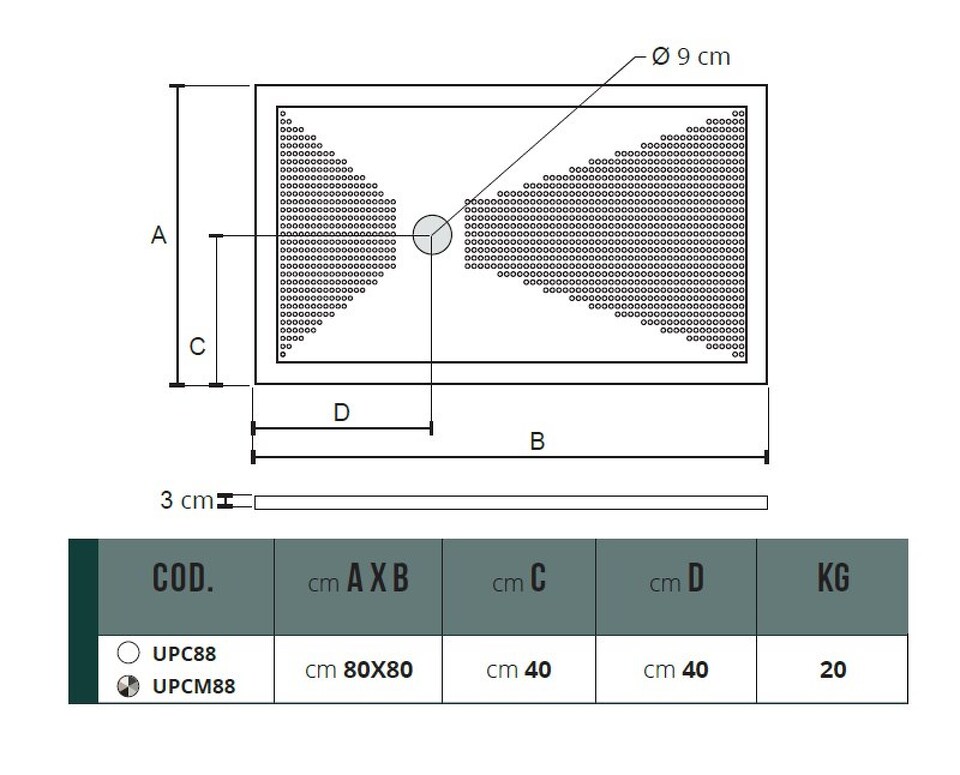 Фото №6  UPC88 / UPCM88 Althea душевой поддон 80х80, 3 см  Матовый черный Plus-Ton®