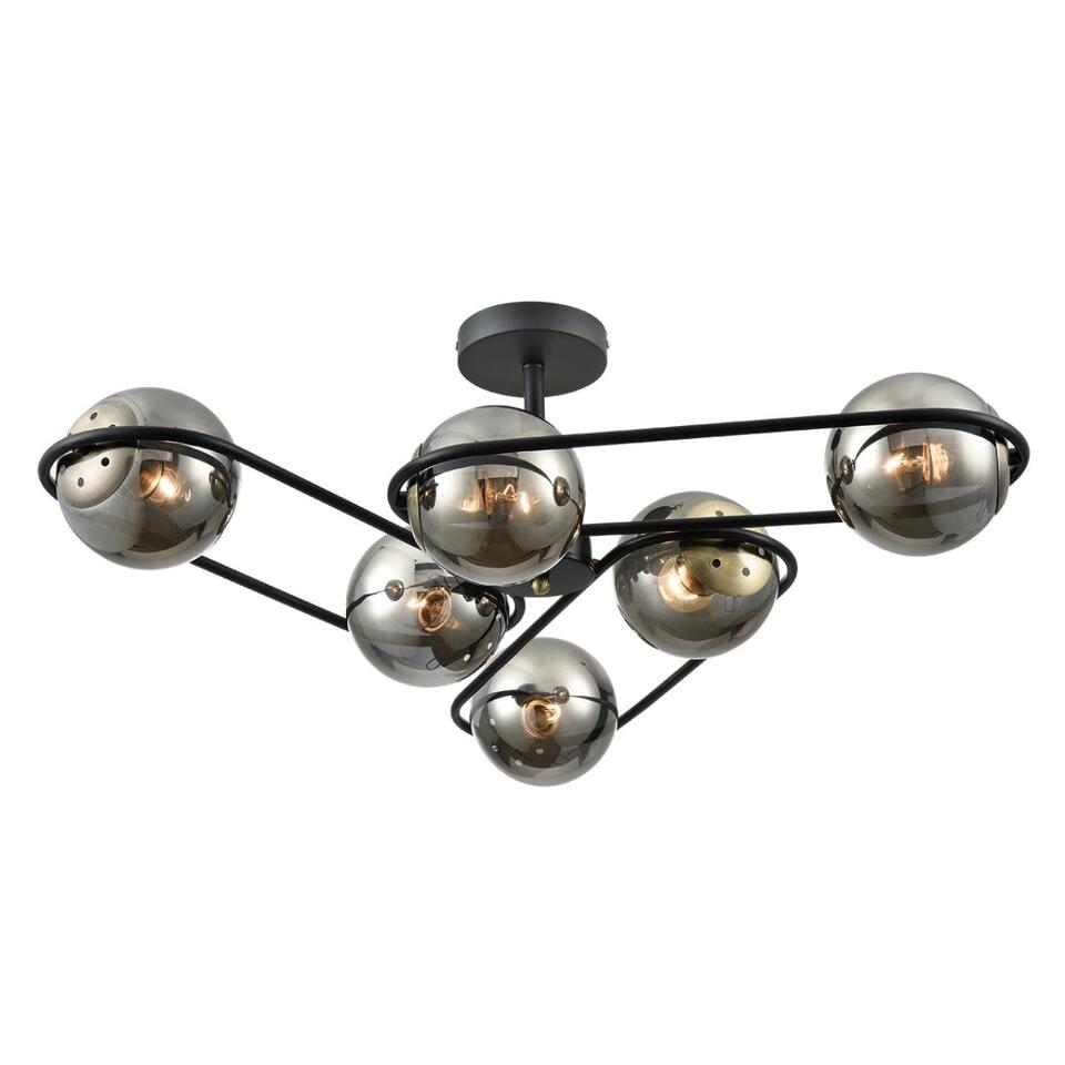 Фото №9  Люстра LUMION 8060/6C COMFI LN24 000 черный/дымчатый металл/стекло Люстра потолочная E27 6*60W 220V CAMILIE