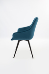 Превью фото №3  Кресло Sitwell Кресло Лифтон (Чёрный глянцевый, Бархат, Зеленовато-синий, Holland 58, Поворотный механизм)