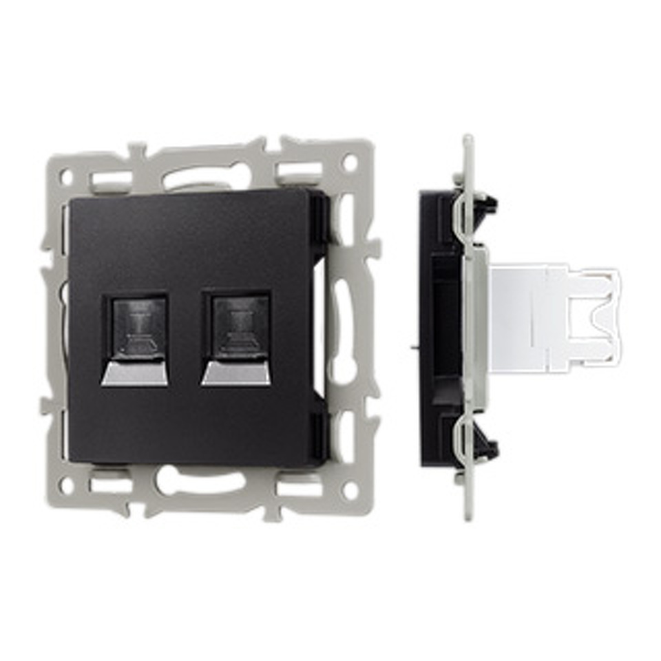 Фото №1  Розетка Arlight Механизм компьютерной розетки двойной SCT-MPC2-PL-BK (RJ-45, CAT6) ( -)