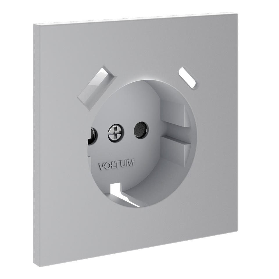 Фото №7  VOLTUM Накладка для розетки с заземлением и защитными шторками, с USB A+C, S70 (серый)