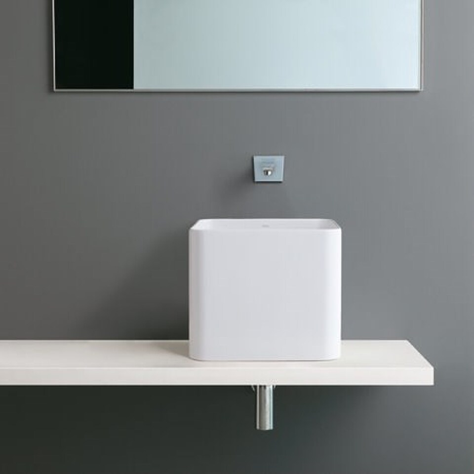 Фото №5  Раковина PKU+ Althea Kuadro+ раковина накладная 40x40  Матовый черный Plus-Ton®