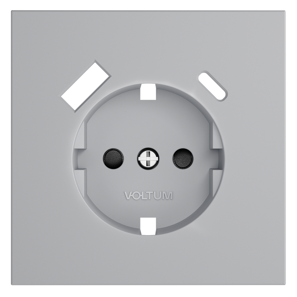 Фото №7  VOLTUM Накладка для розетки с заземлением и защитными шторками, с USB A+C, S70 (серый)