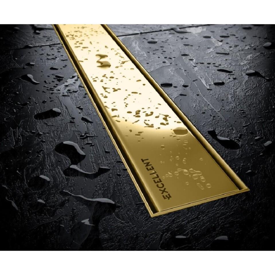 Фото №4  Душевой трап EXCELLENT Stilio Gold 70 см. решетка декоративная (золото)