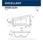 Превью фото №4  EXCELLENT Ванна Sfera Slim 170x100 (левая) "NANO" (золото)