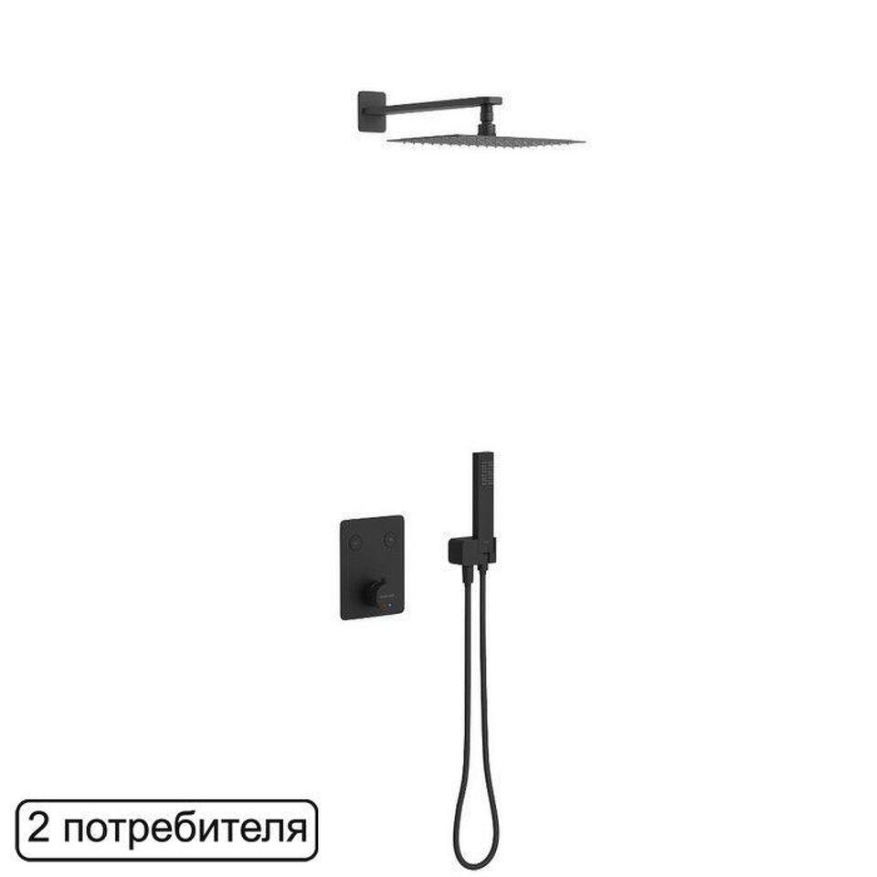 Фото №3  EXCELLENT Термостатическая душевая система скрытого монтажа Krotos AREX.SET.8045BL (черный мат)