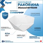 Превью фото №2  Раковина Teymi Раковина Diamond 48, накладная, белая T51105