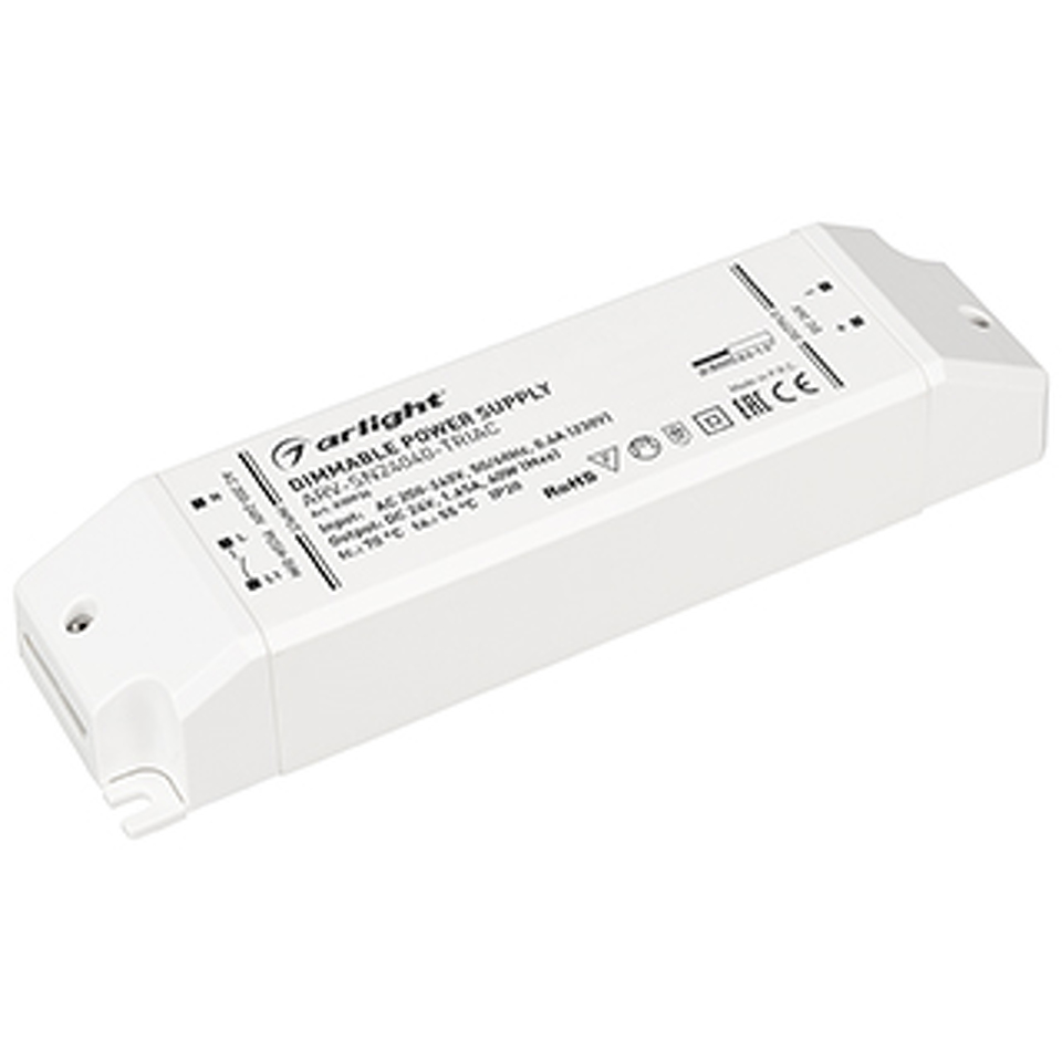 Фото №1  Arlight Блок питания ARV-SN24040-TRIAC (24V, 1.65A, 40W) ( IP20 Пластик, 3 года)