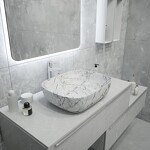 Превью фото №6  Раковина Watersense Раковина Solli 50 artceramic, накладная, Белый Мрамор T50393
