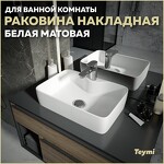 Превью фото №1  Раковина Teymi Раковина Helmi S 48 накладная с полочкой под смеситель, Белая Матовая T50296
