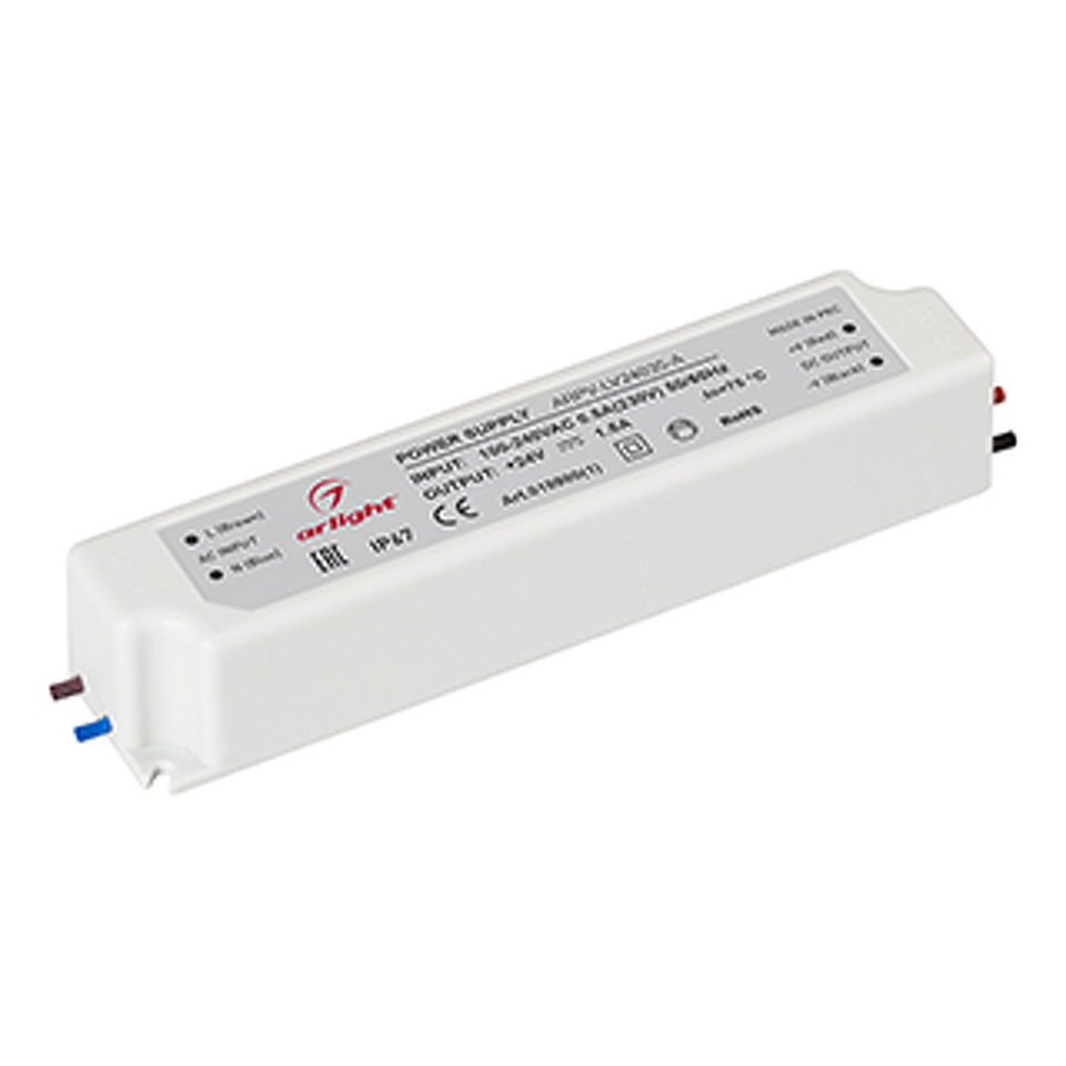 Фото №1  Arlight Блок питания ARPV-LV24035-A (24V, 1.5A, 35W) ( IP67 Пластик, 3 года)