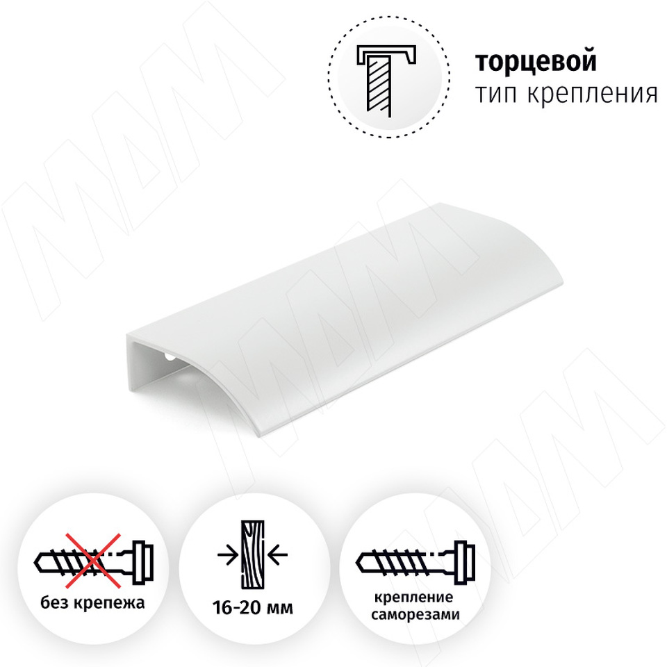 Фото №3  PULSE Профиль-ручка 96мм (L=124мм) крепление саморезами белый матовый (краска RAL 9003) (PH.RU15.096.WHT)