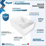 Превью фото №2  Раковина Teymi Раковина Helmi S 48 накладная с полочкой под смеситель, Белая Матовая T50296