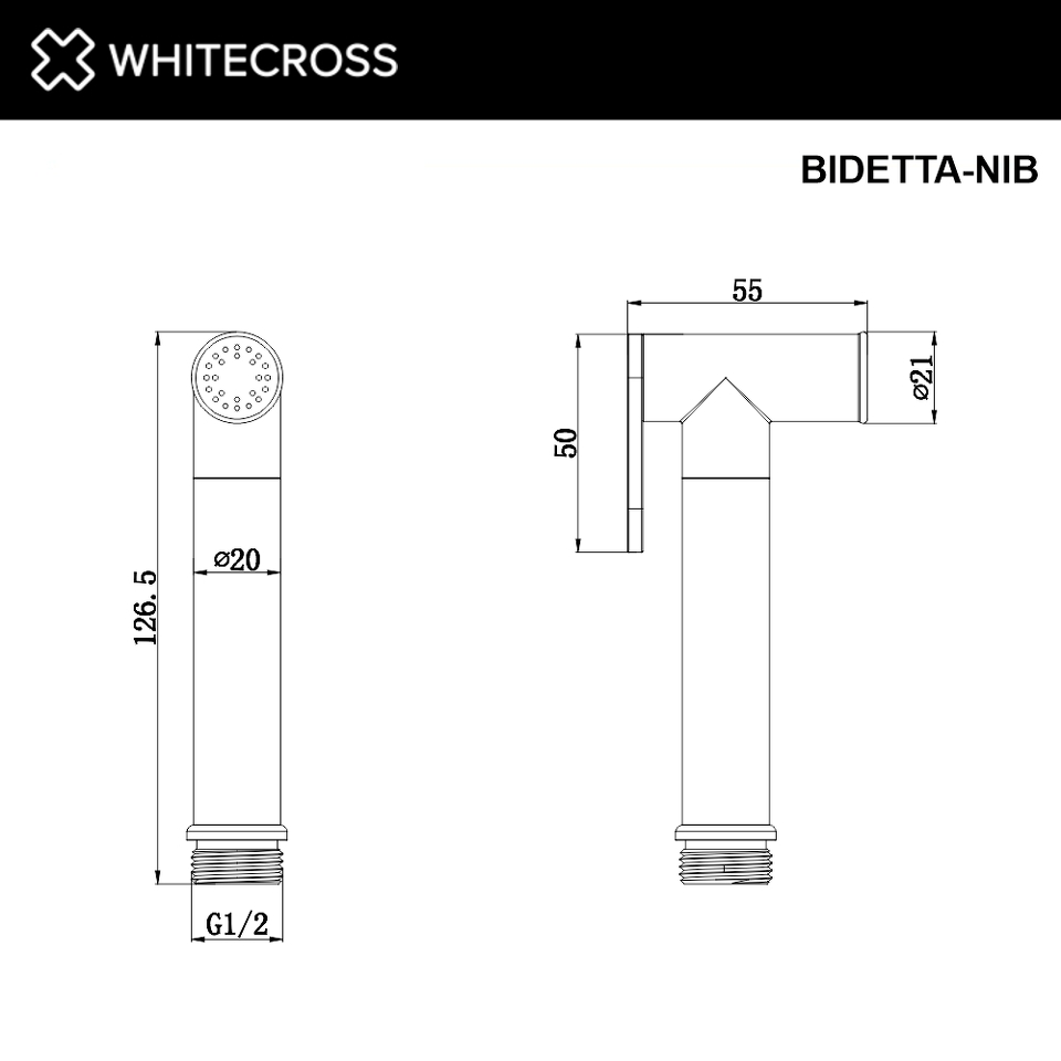 Фото №3  Лейка для биде WHITECROSS BIDETTA-NIB (брашированный никель)