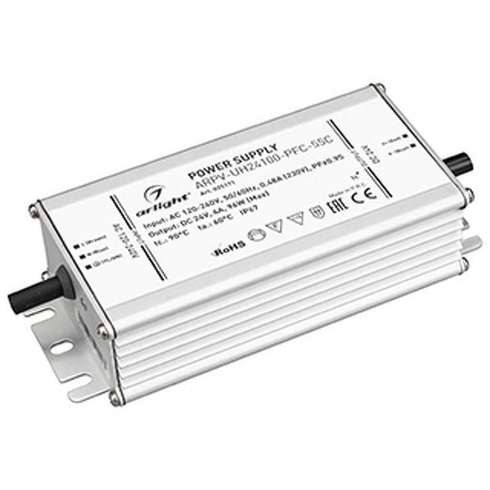 Фото №1  Arlight Блок питания ARPV-UH24100-PFC-55C (24V, 4.2A, 100W) ( IP67 Металл, 5 лет)