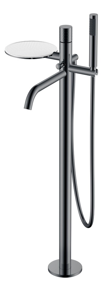 Фото №2  Boheme Смеситель STICK напольный Shine Gun Metal с ручкой DIMOND