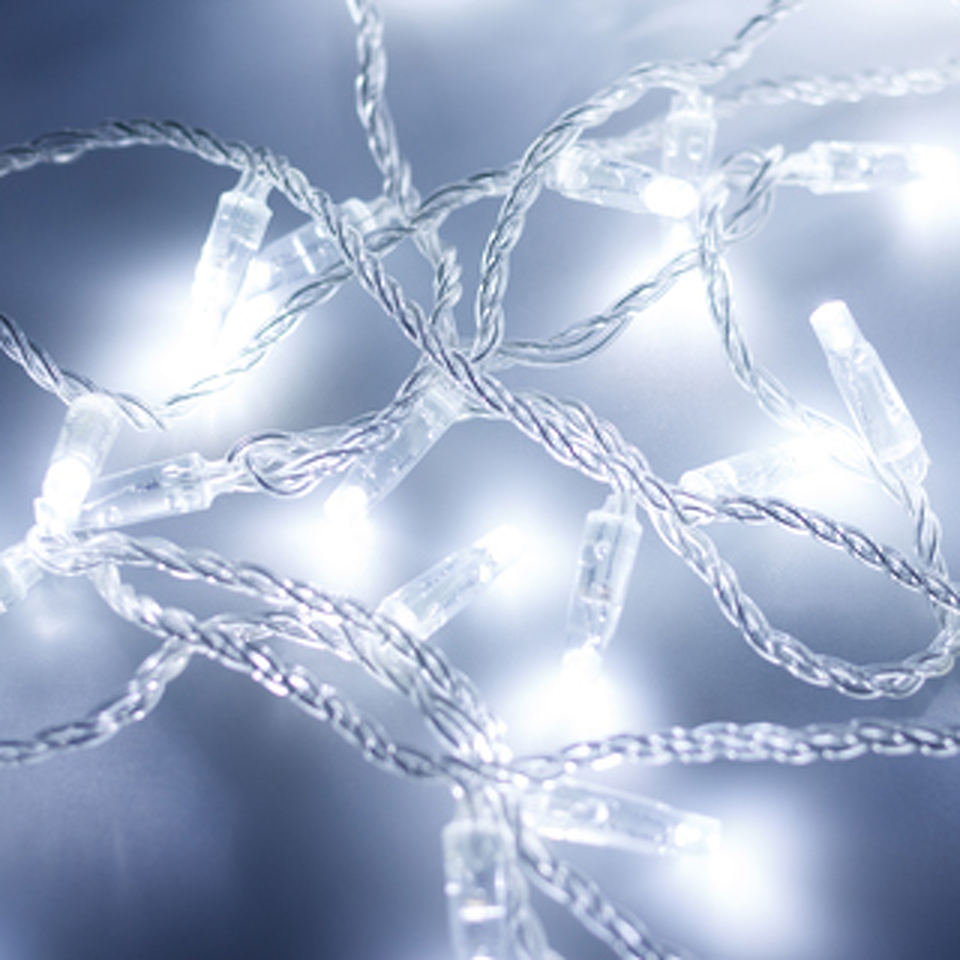 Фото №1  Ardecoled Светодиодная гирлянда ARD-STRING-CLASSIC-10000-CLEAR-100LED-FLASH WHITE (230V, 7W) ( IP65)