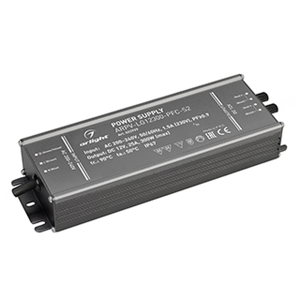 Фото №1  Arlight Блок питания ARPV-LG12300-PFC-S2 (12V, 25.0A, 300W) ( IP67 Металл, 5 лет)
