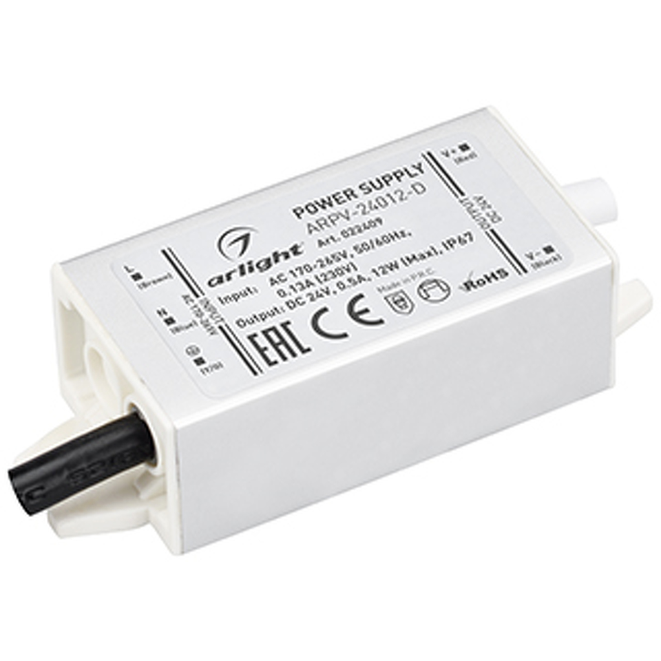 Фото №1  Arlight Блок питания ARPV-24012-D (24V, 0.5A, 12W) ( IP67 Металл, 3 года)