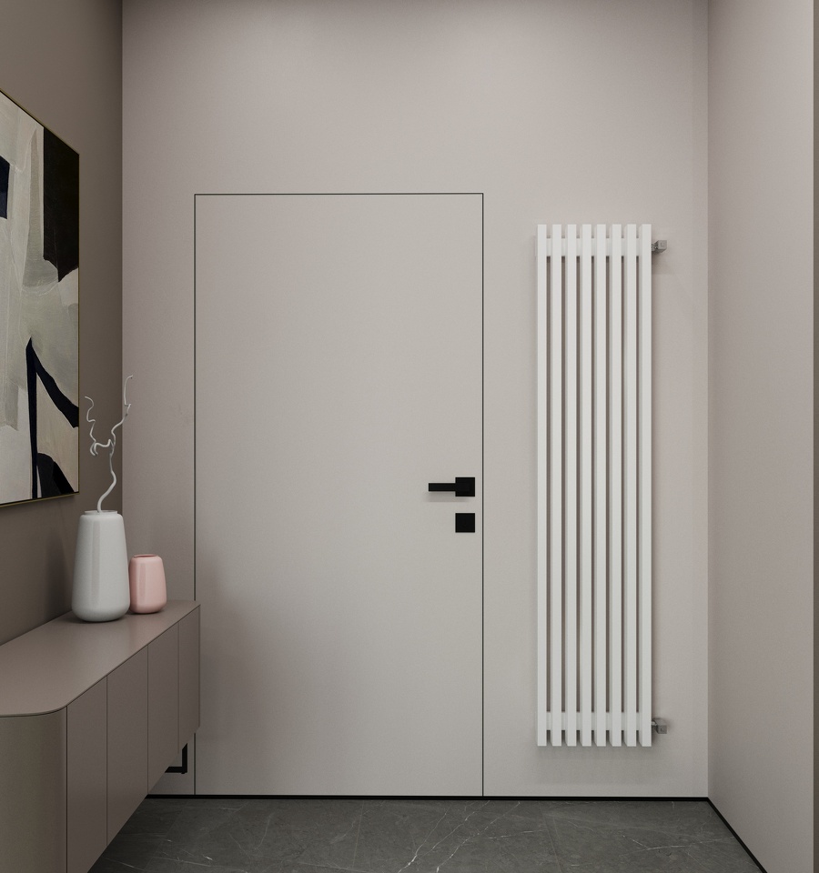 Фото №3  Радиатор Asthetik  Alpha V 30x60 1250 -4, Низ лево, 9016 RAL белый мат