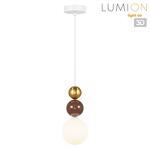 Превью фото №1  Подвесной светильник LUMION 8257/1 SUSPENTIONI LN26 000 золото/коричнеый/белый, металл/стекло Подвес G9 1*20W 220V BONBONES