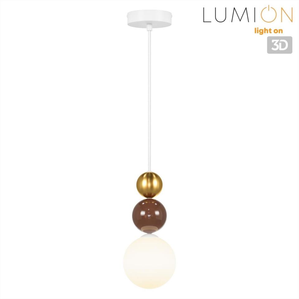 Фото №8  Подвесной светильник LUMION 8257/1 SUSPENTIONI LN26 000 золото/коричнеый/белый, металл/стекло Подвес G9 1*20W 220V BONBONES