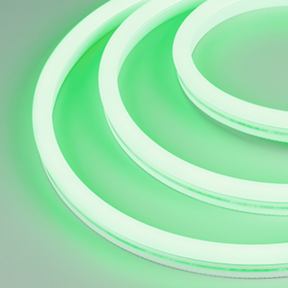 Фото №1  Arlight Лента герметичная WAVE-SIDE-A120-12x25mm 230V Green (12 W/m, IP67, 50m, wire x2) ( Грибовидная форма)