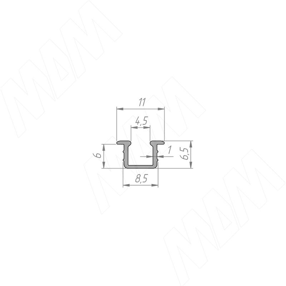 Фото №2  PULSE ФОРТЕ Направляющая нижняя врезная, L-3000, серебро, FORTE (FOR02PRS3)