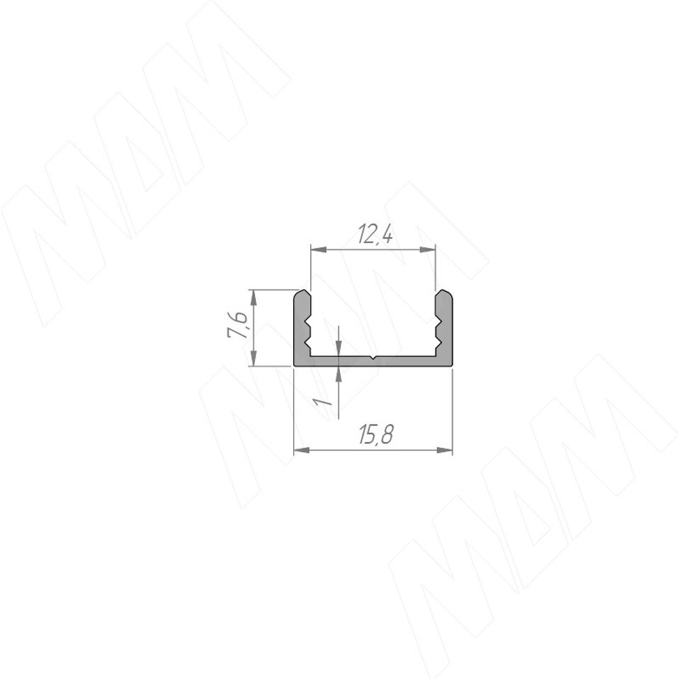 Фото №5  PULSE Профиль SM1, накладной, золото матовое, 16х7,5мм, L-3000 (LSP-SM1-ALU-3-GL)