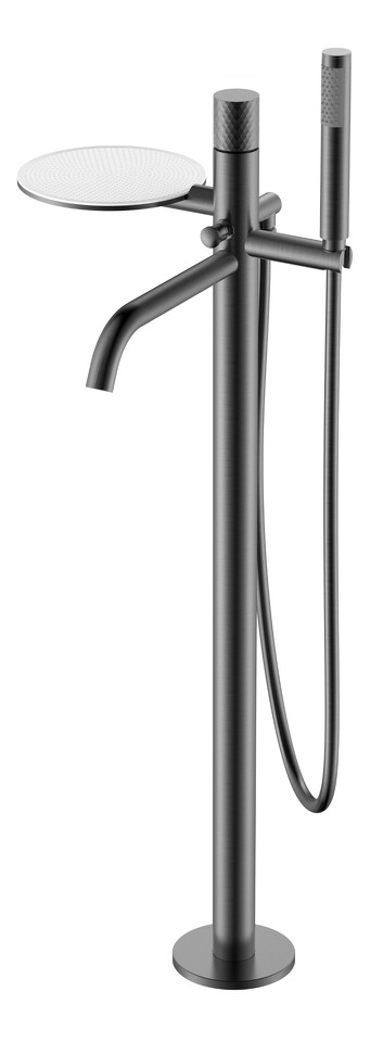 Фото №2  Boheme Смеситель STICK напольный Gun Metal c ручкой DIAMOND