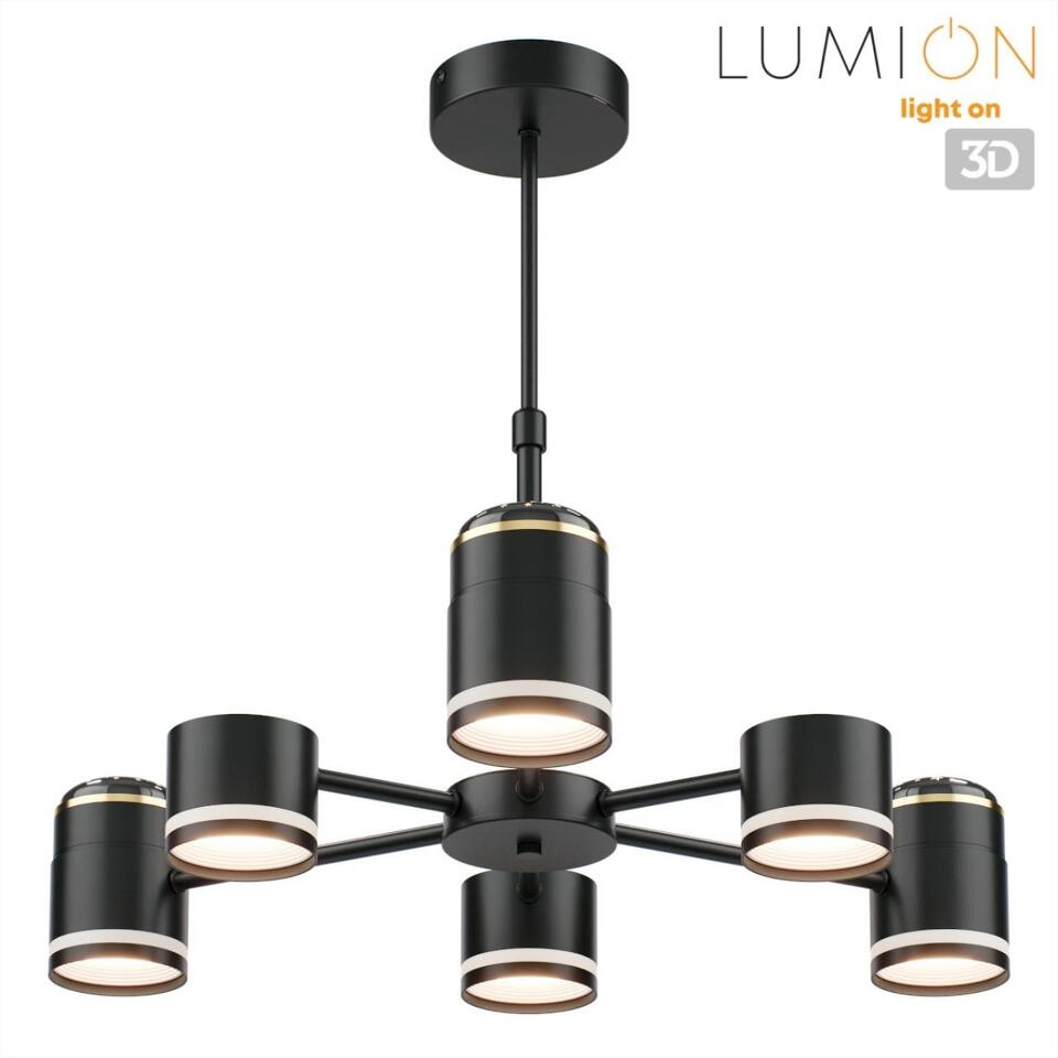 Фото №12  Люстра LUMION 8234/6C COMFI LN25 000 черный, металл/акрил Люстра потолочная GX53 LED 6*10W + LED-проектор 3*5W 2700К 220V VIRSAVA