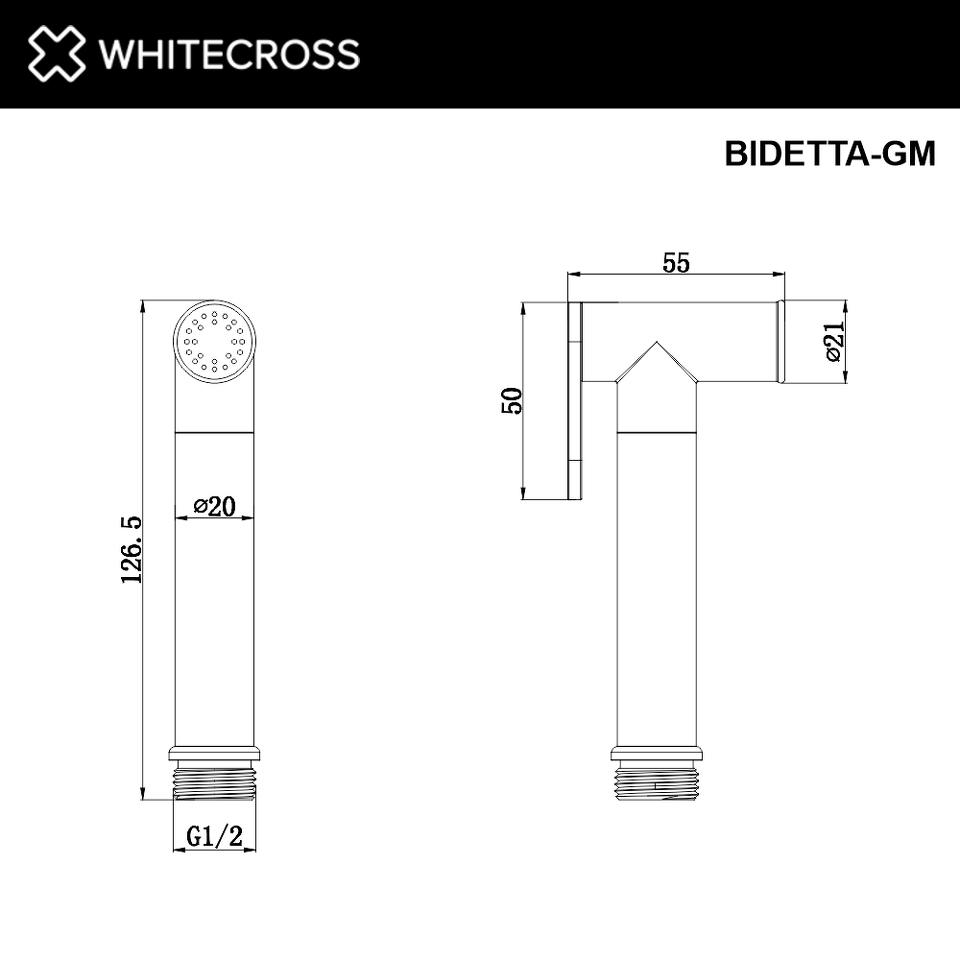 Фото №3  Лейка для биде WHITECROSS BIDETTA-GM (оружейная сталь)