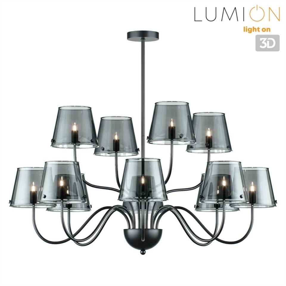 Фото №8  Люстра LUMION 6570/12C MODERNI LN26 212 черный/дымчатый/металл/стекло Люстра потолочная G9 12*20W 220V SMOKY