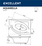Превью фото №3  EXCELLENT (РАСПРОДАЖА) Ванна Aquarella 170x110 (прав.)