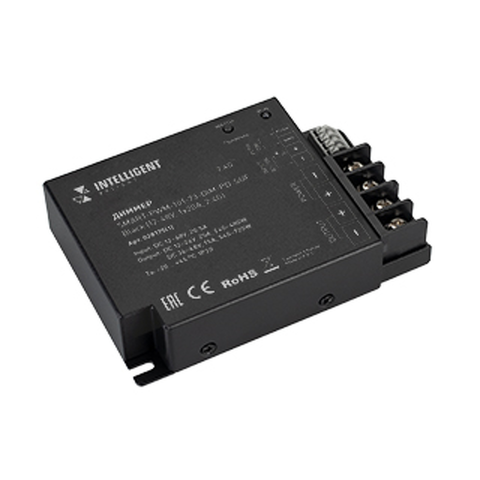 Фото №1  IARL INTELLIGENT ARLIGHT Диммер SMART-PWM-101-73-DIM-PD-SUF Black (12-48V, 1x20A, 2.4G) ( IP20 Металл, 5 лет)