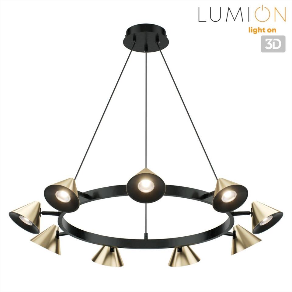 Фото №9  Подвесной светильник LUMION 8233/9 COMFI LN26 255 черный/золото, металл Подвесной светильник GU10 LED 9*7W 220V LAMINA