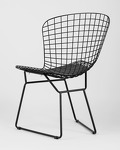 Превью фото №10  Стул обеденный Bertoia черный с черной подушкой