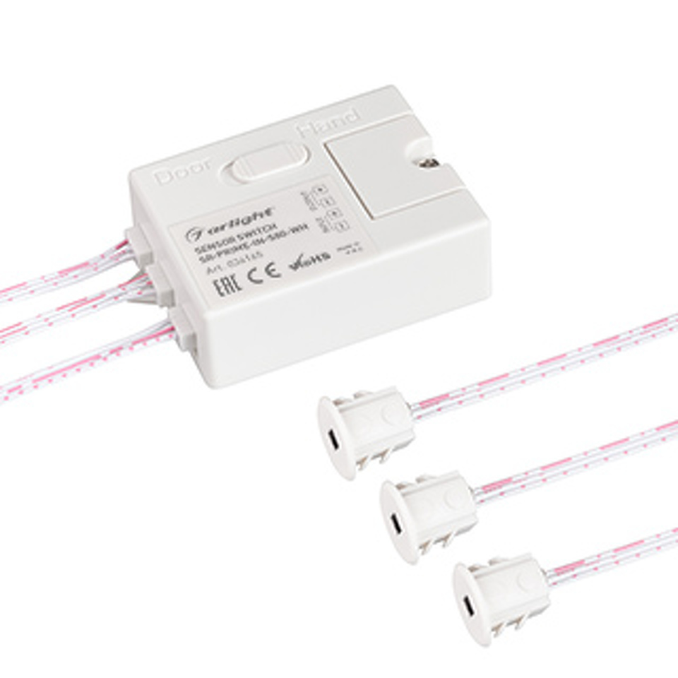 Фото №1  Arlight ИК-датчик SR-PRIME-IN-S80-WH (12-24V, 96-192W, DOOR/HAND) ( IP20 Пластик, 2 года)