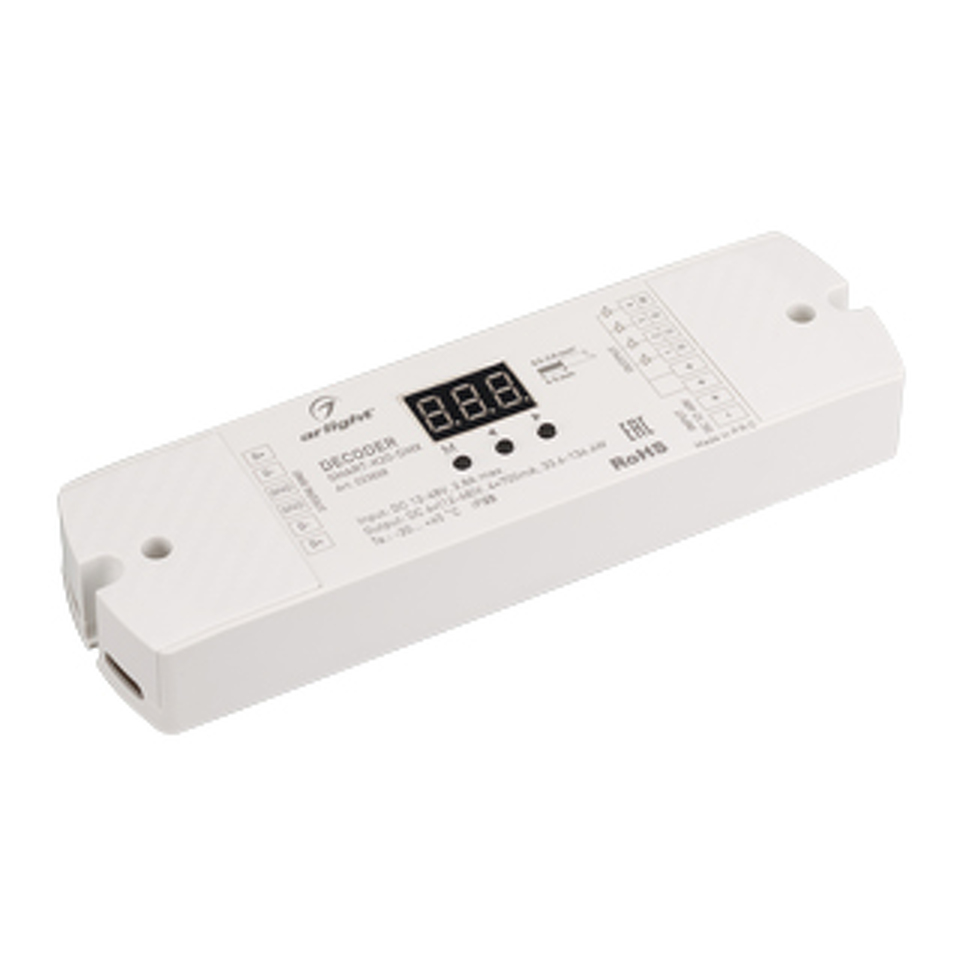 Фото №1  Arlight Декодер SMART-K20-DMX (12-48V, 4x700mA) ( IP20 Пластик, 5 лет)