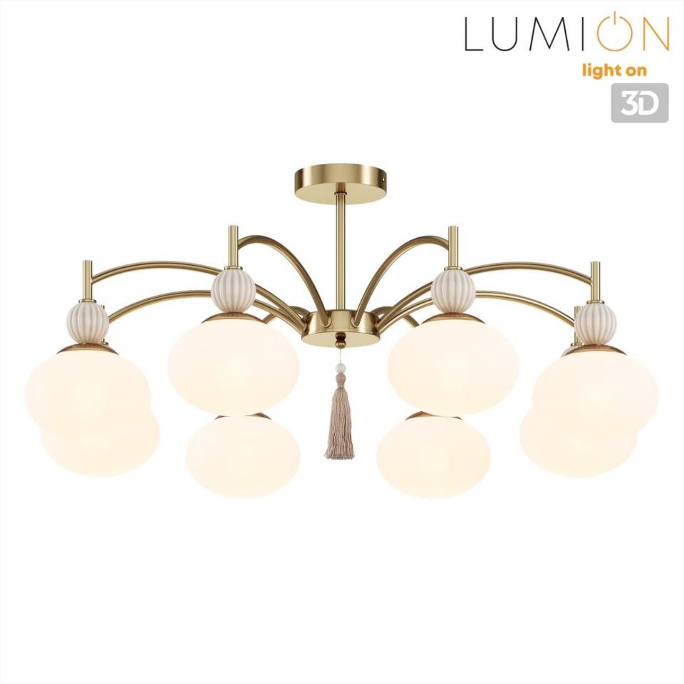 Фото №7  Люстра LUMION 8272/8C NEOCLASSI LN26 039 латунь/бежевый/белый, металл/керамика/стекло Люстра потолочная Е14 8*40W 220V GLORIYA