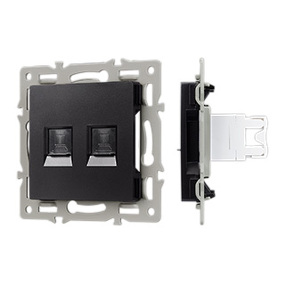 Фото Arlight Механизм компьютерной розетки двойной SCT-MPC2-PL-BK (RJ-45, CAT6) ( -)