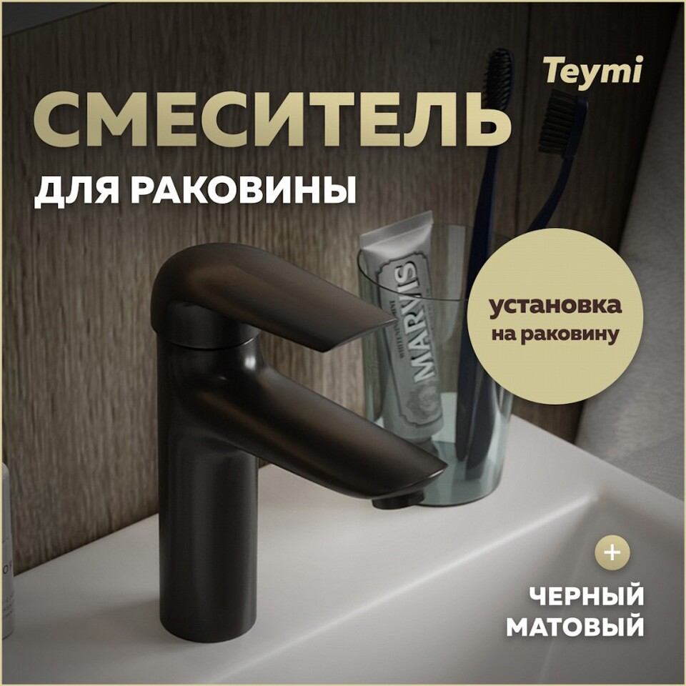 Фото №22  Teymi Смеситель для раковины Hanna, черный матовый T10255