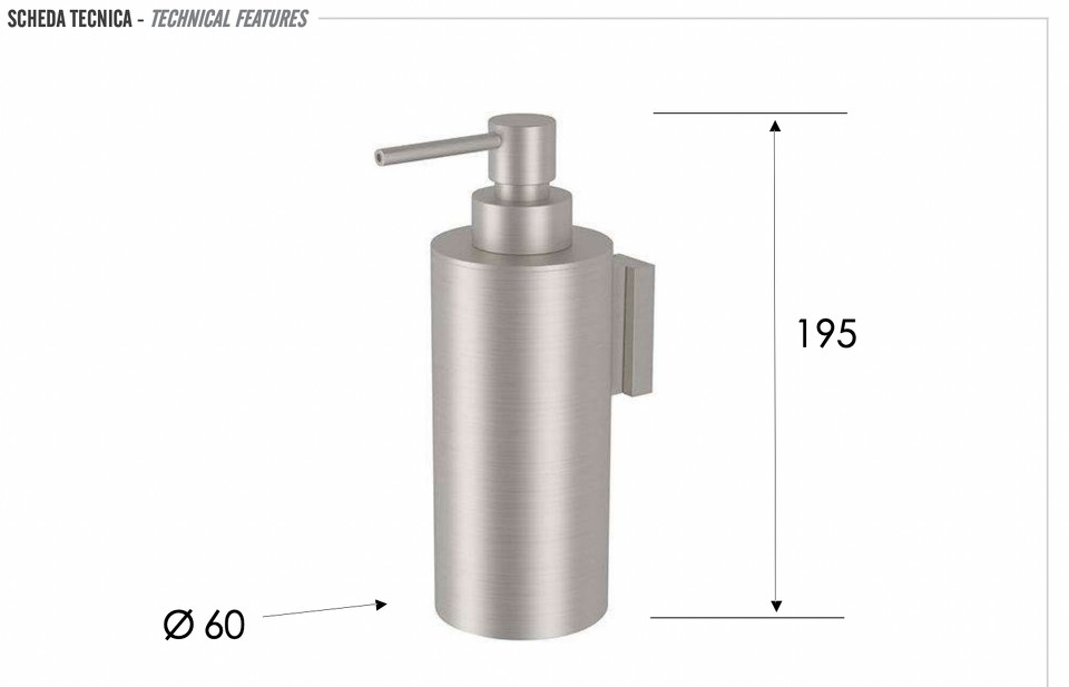 Фото №2  Дозатор настенный Remer INOX SSXI13, нержавеющая сталь