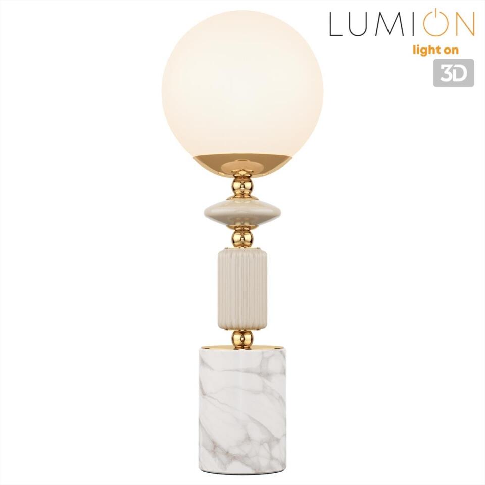 Фото №7  Настольная лампа LUMION 6580/1T CLASSI LN26 36 французское золото, серый/белый металл, керамика/стекло Лампа настольная E14 1*40W 220V VIVIEN