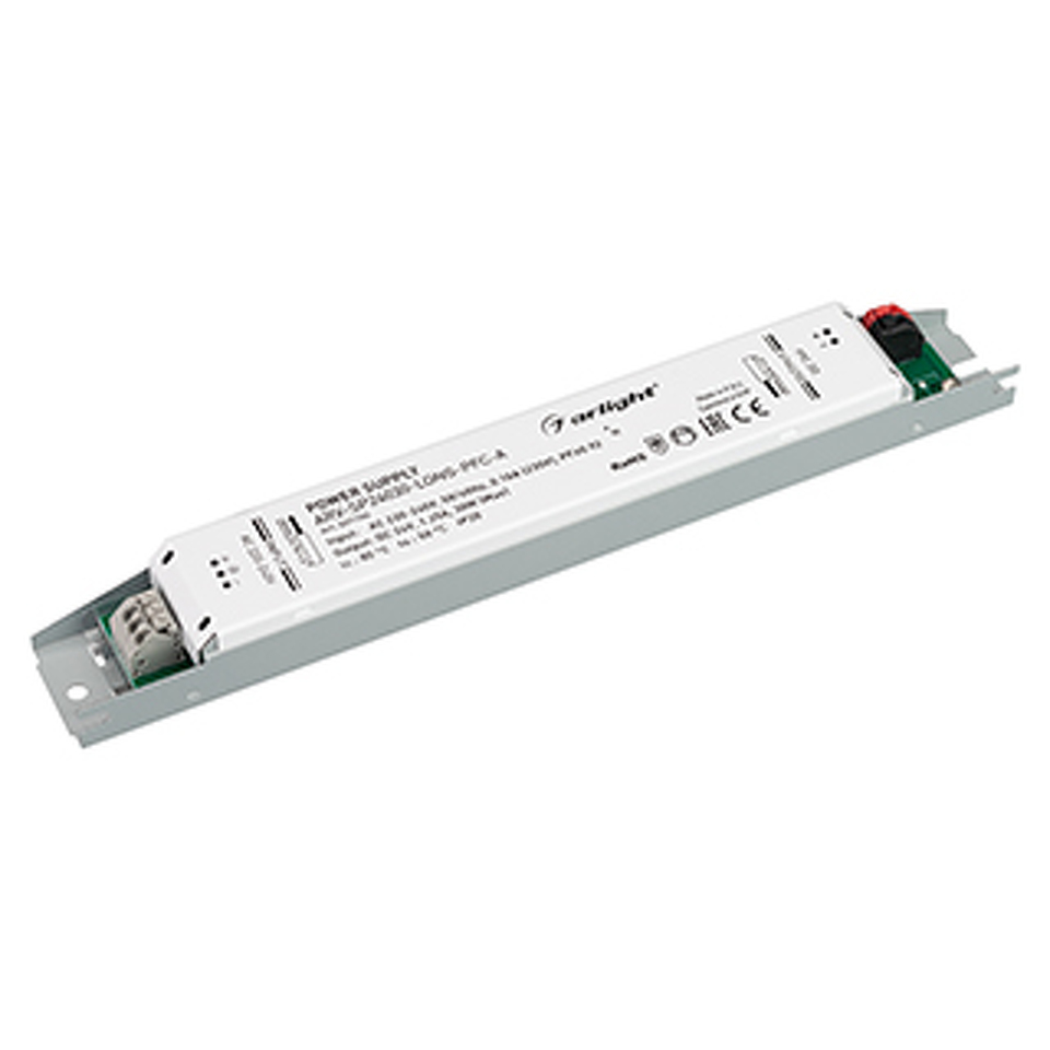 Фото №1  Arlight Блок питания ARV-SP24030-LONG-PFC-A (24V, 1.25A, 30W) ( IP20 Металл, 5 лет)